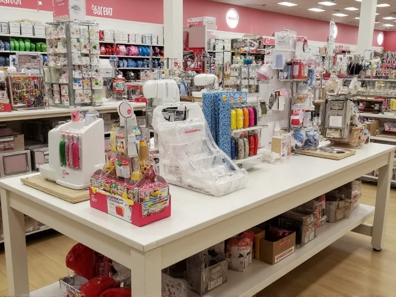 Michaels store display showing sewing machines and accessories
