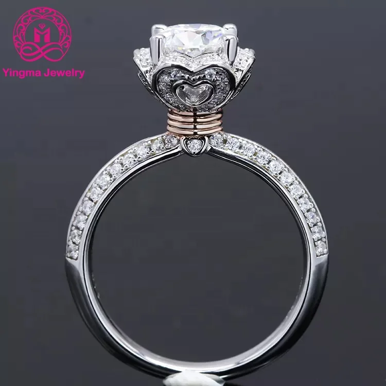 

Flower shape 6.5mm 1 carat moissanite ring high quality white D VVS clarify colorless moissanite ring 925 sterling silver ring