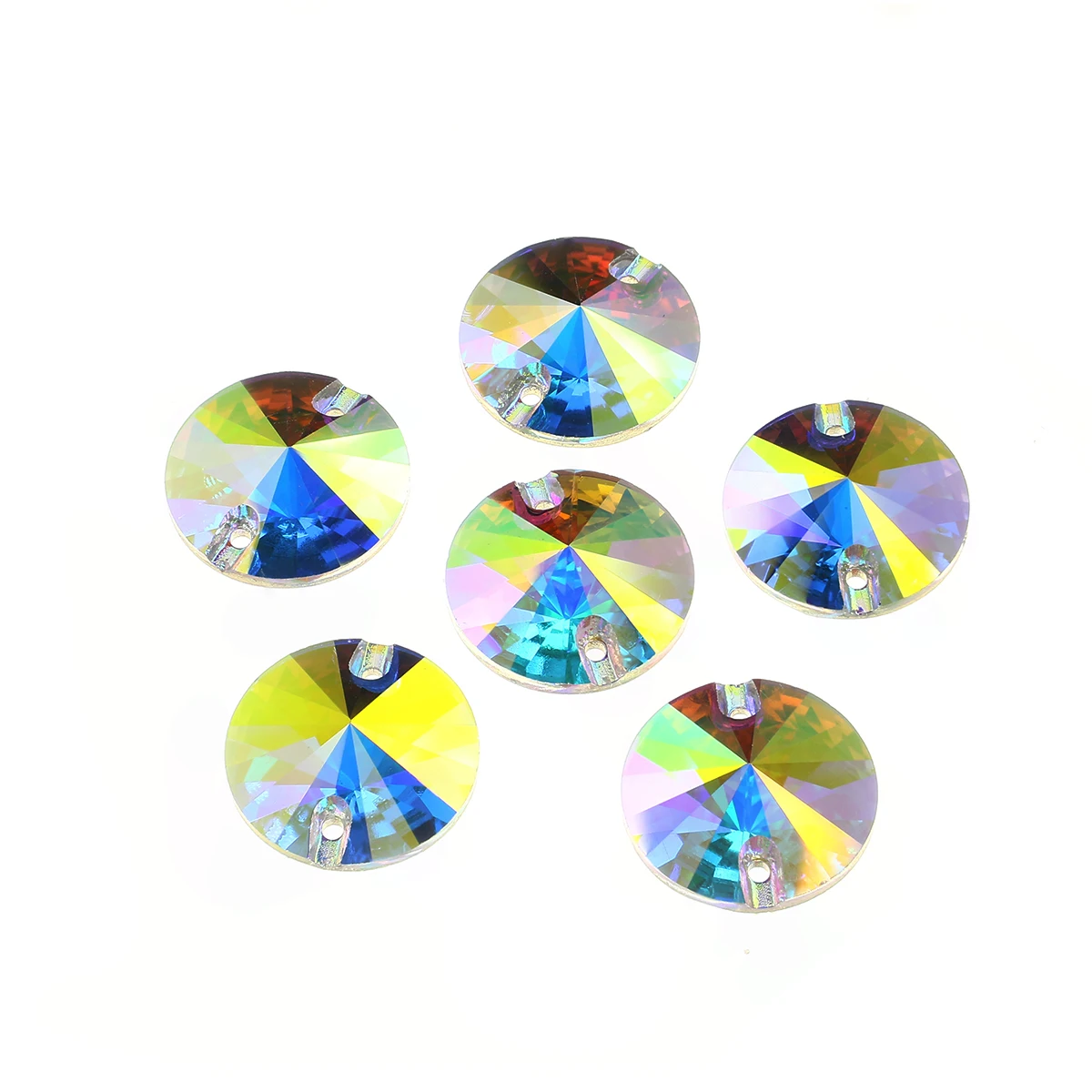 

Dongzhou crystal AB color Glass round rivoii gemstones flat back sew on rhinestone for diy clothing