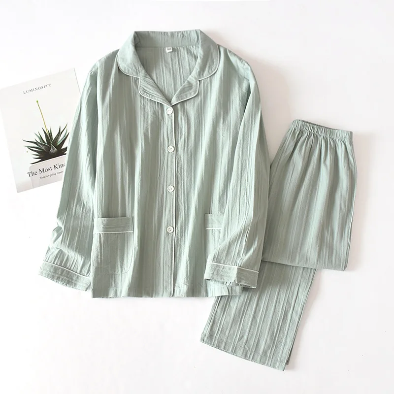 

New pajamas women spring and summer cotton long-sleeved trousers women's plus size suits home service ladies sleepwear for women, Required