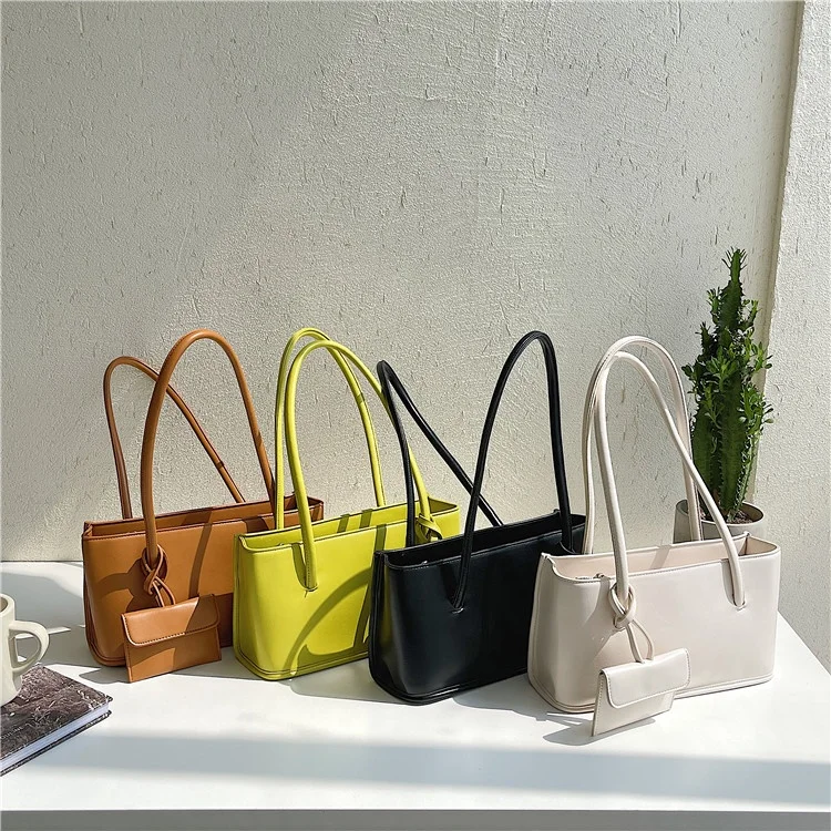 

Autumn new women's handbag fashion creative design sturdy handbag shoulder bag solid color PU leather trend tote bag