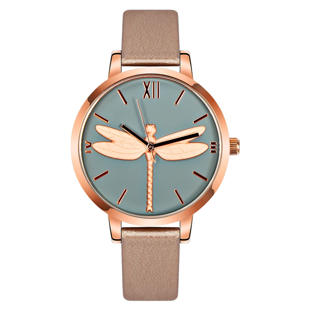 

Fashion Ladies Quartz Watches Butterfly UP Decoration PU Watch