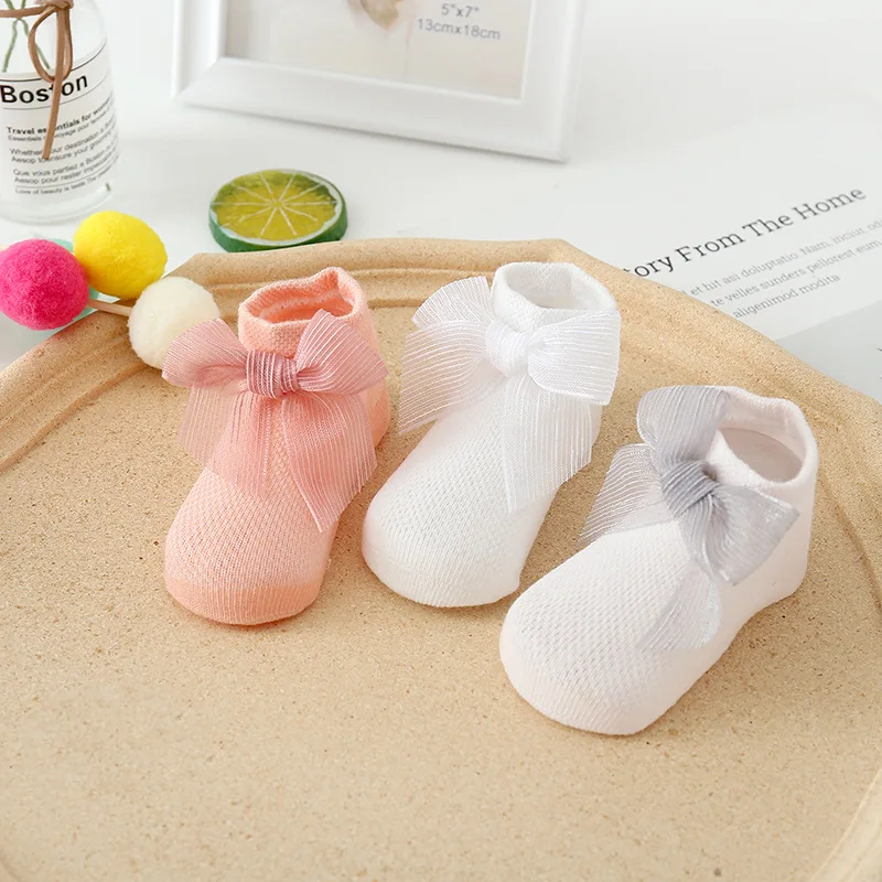 

Newborn Baby Toddler Lace Bowknot Socks Summer Thin Cotton Mesh Socks