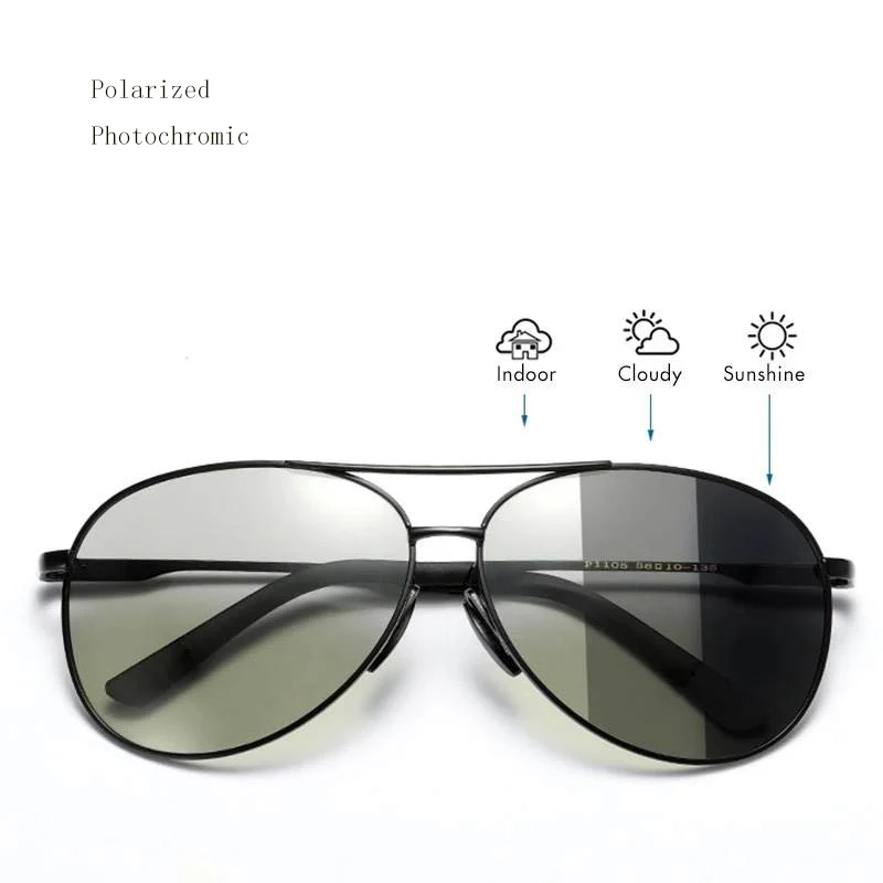 

New UV400 Day Night Vision Pilot Metal TAC Polarized Driving Changing Photochromic Sun Glasses Sunglasses Men