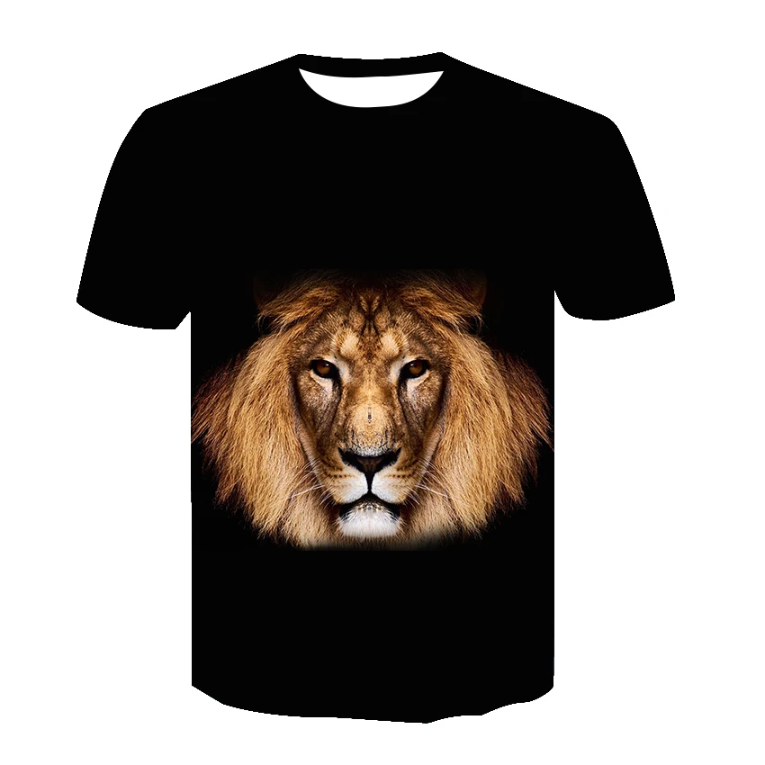 

Lion head pattern 3D sublimation black base T-shirt