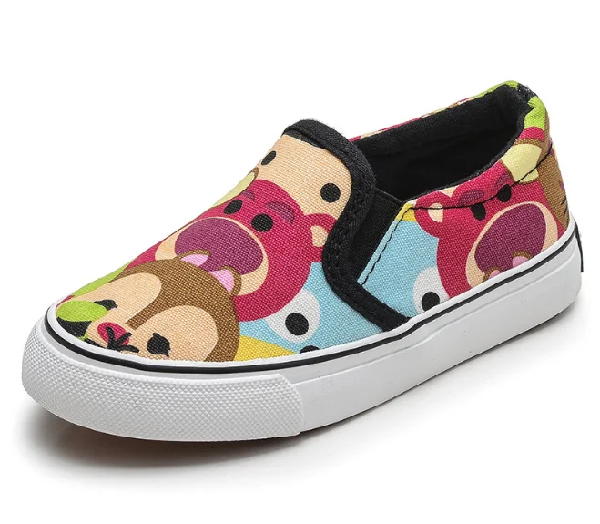 

Attractive slip on child walking shoes, Red/green/black