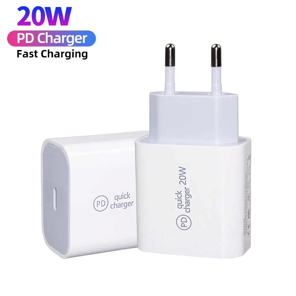 

Factory Spot Direct Selling US EU Plug Fast Charging PD 3.0 20W USB Wall Charger Type-C Port Travel Charger For Apple iPhone 13, Black/white