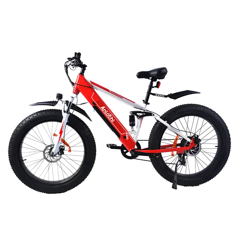 

ANLOCHI best selling 26 inch fast shipment dual suspension mountain fat ebike powerful electric bicycles for adult