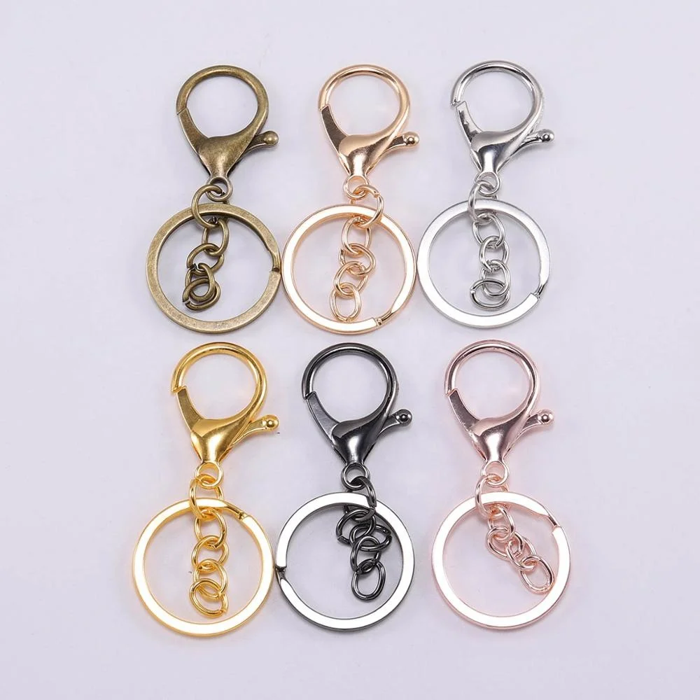 

5pcs/lot Gold Silver Keychain Ring 30 mm Key Ring Long 70 mm Lobster Clasp Key Hook Chain For Jewelry Making Findings Supplies, Gold,silver,rhodium,antique bronze,gun black/