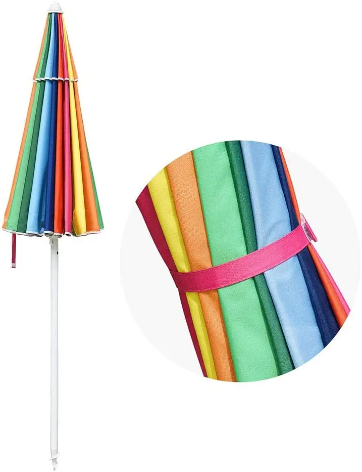 6 Ft Metal Rainbow Beach Patio Umbrella 16 Rib Tilt Market Table Umbrella Outdoor Sunshade Cover Sand Anchor Buy Berjemur Payung Untuk Pantai 420d Nilon Payung Pantai Payung Pantai Tugas Berat Product