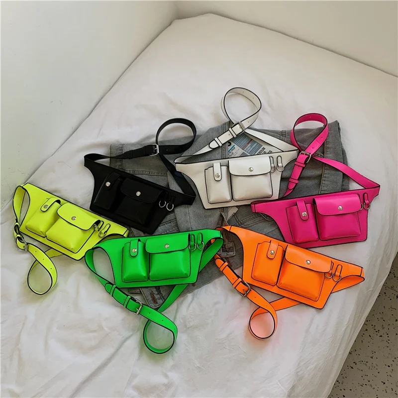 

New Arrival Retro Solid Color Waist Bag Personality PU Leather Shoulder Crossbody Chest Bag For Women, 6 colors