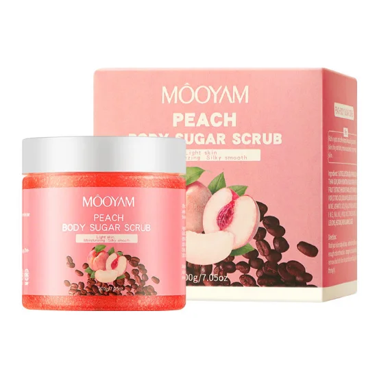 

100% Nature Mineral Facial Exfoliating Scrub Anti Aging Wholesale Peach Whitening Fruit Sugar Body Scrub Fruit, Pink