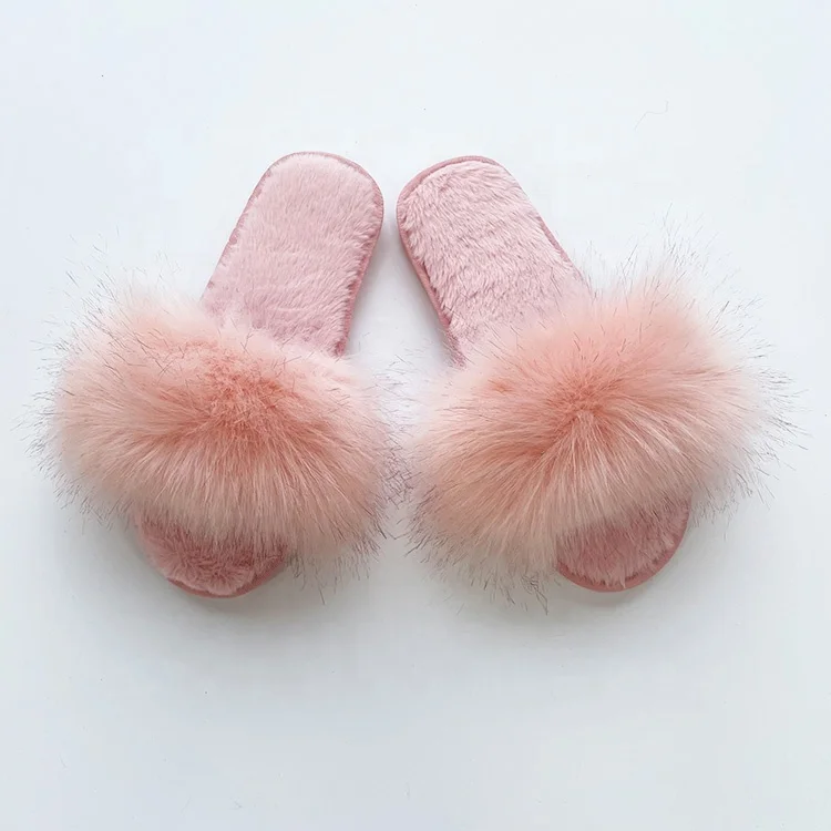 

2021 luxury newest warm ladies fuzzy plush indoor slides slippers fluffy furry house slippers winter fur women shoes, Solid