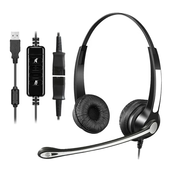 
Wired Quick Disconnect Noise Cancelling Call Center USB Headset with Microphone for Skype Computer PC 