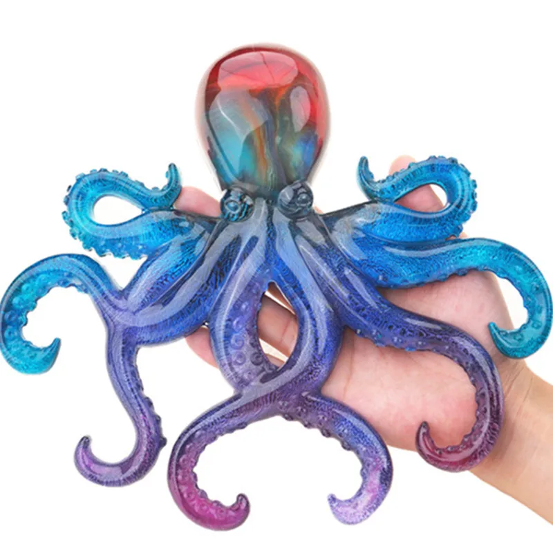 

0405 DIY epoxy resin crystal epoxy octopus ornaments ocean octopus baking cake decoration mirror silicone mold, Transparent