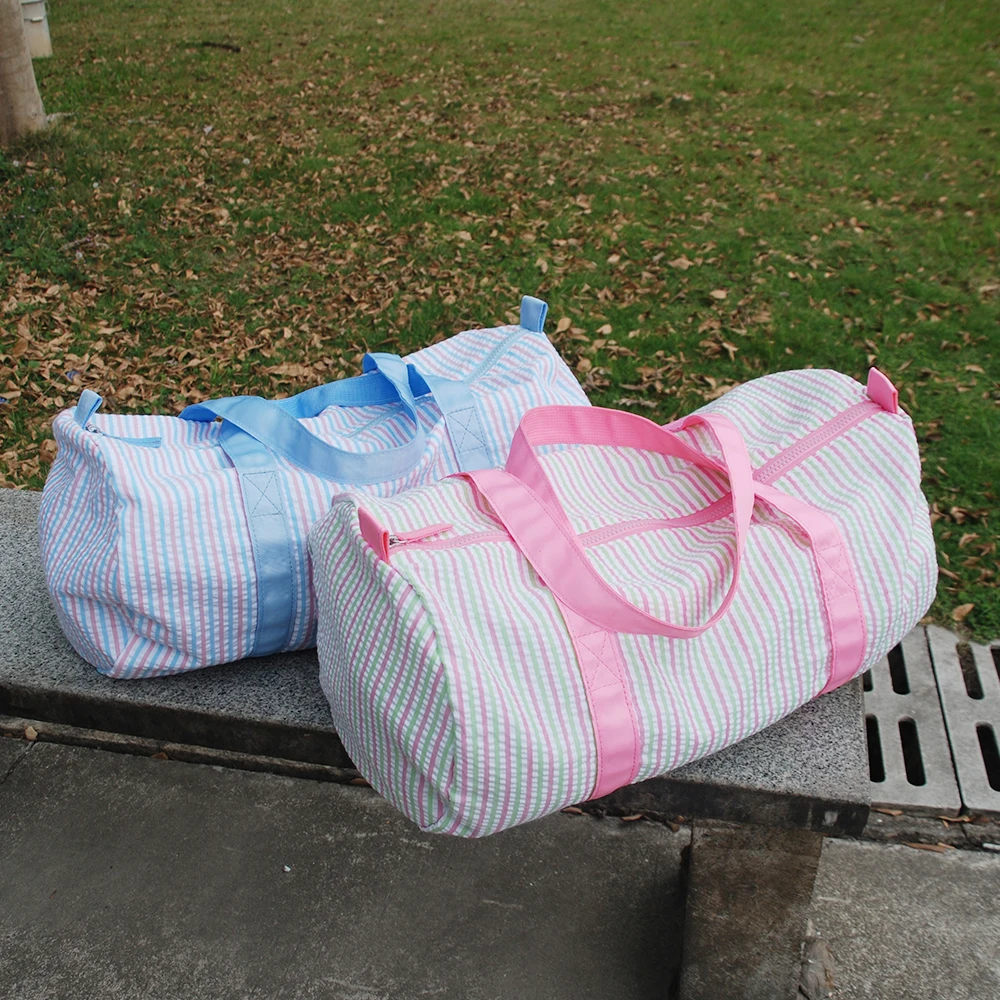 Kids Travel Overnight Bag Seersucker Carry On Lightweight Weekender