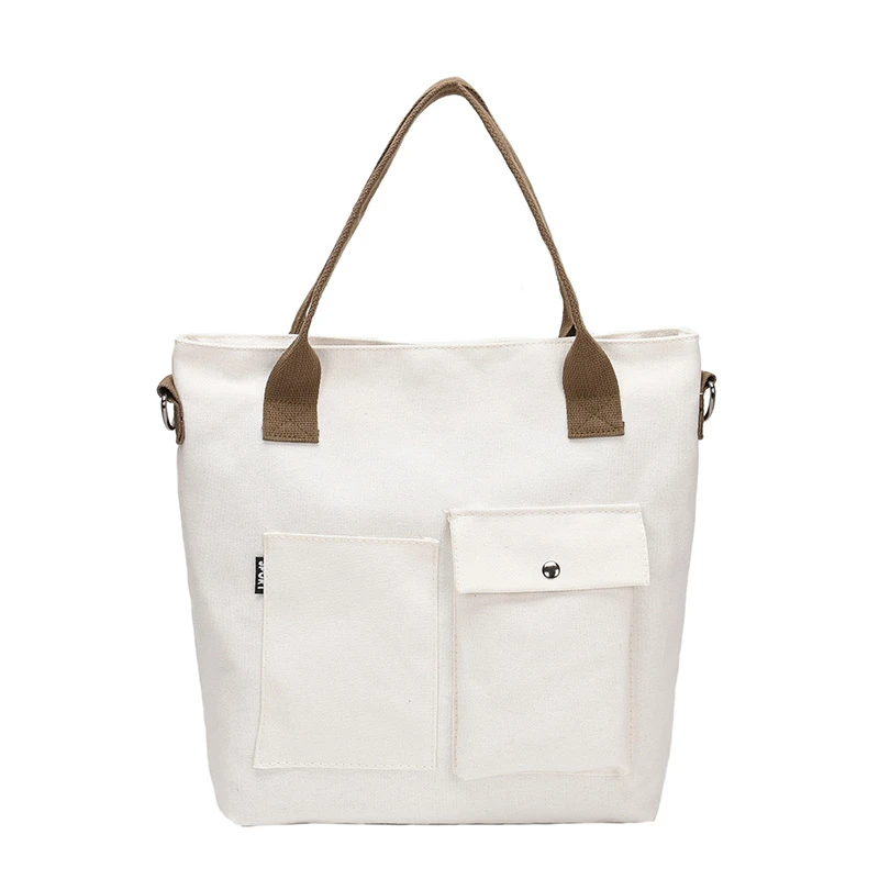 

New Trendy Pure Color Shoulder Bag Wholesale Woman Large Capacity Black Messenger Canvas Handbag, 2colors