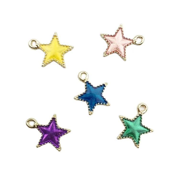 

Hobbyworker Alloy DIY Star Charms Colorful Oil Drop Pendants for Necklace Bracelet Earring Jewelry Making Supplies, Picture