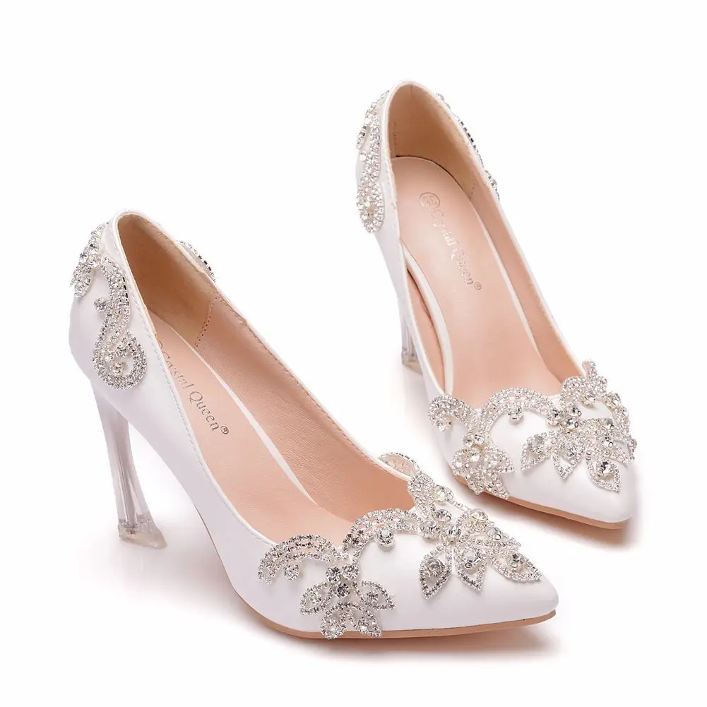 

Luxury Pearls High Heel pointed toe Wedding dress Evening pumps shoes women high heels Beaded Bridal Shoes for Wedding Party