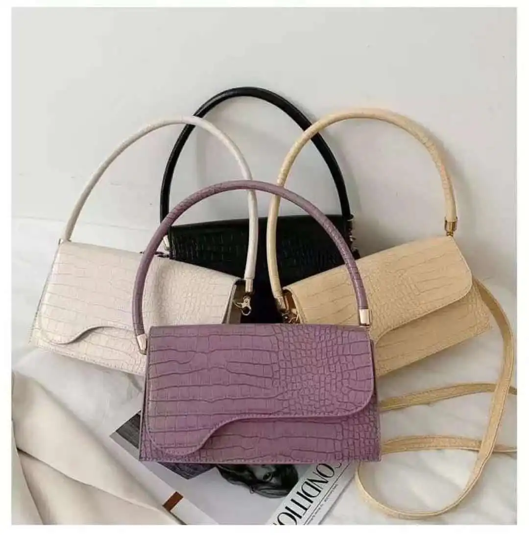 

2021 Wholesale CANDY Sling Crossbody Shoulder Bag Fashion Leather Girl Purses Crocodile Leather Chain Underarm Bag For Women
