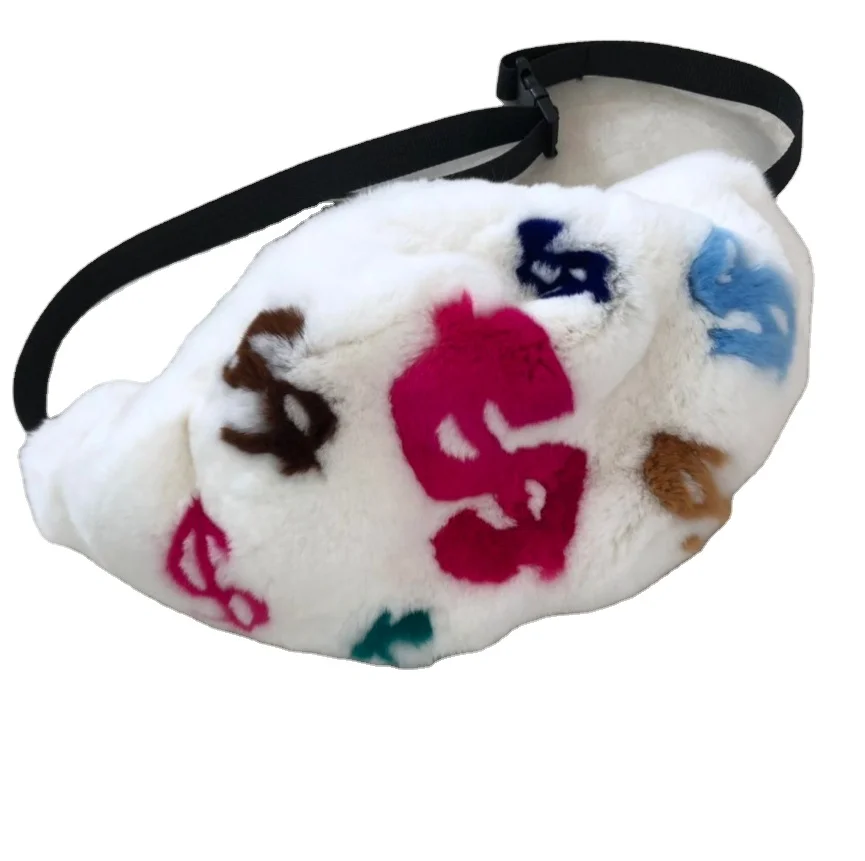 

Most Popular Women Rex Rabbit Fur Waist bag Fanny Bag, Muticolor
