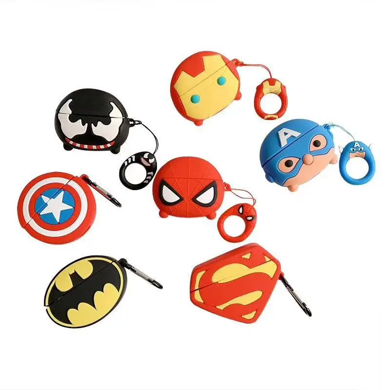 

3D Cute Cartoon Super Hero Designer Silicone Headphone Cases Earphone Protective Cover Case for Apple Airpods 1 2 Pro