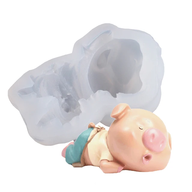 

3D stereo pig cake silicone mold DIY baking tools chocolate fondant cake mold, White