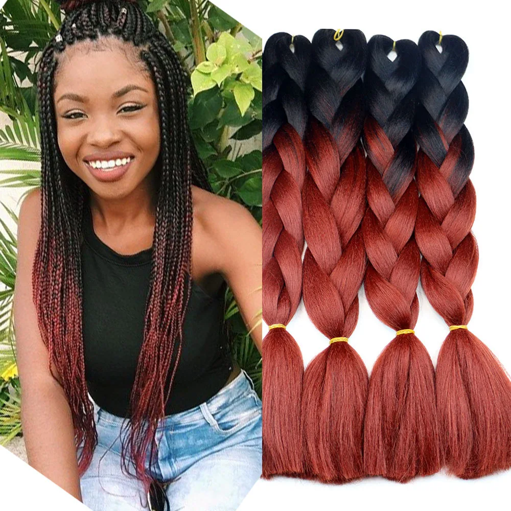 

Synthetic private label braiding pre stretched expression super jumbo braid crochet braids for african hair, Ombre