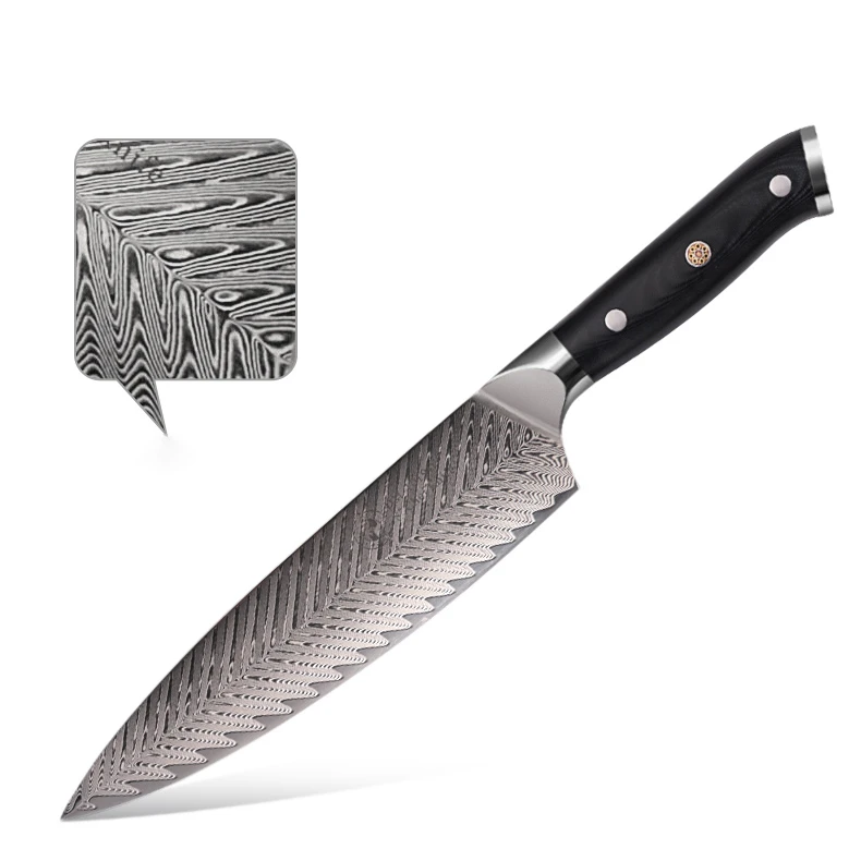 

Professional chef knife IGER 100% of the Damascus steel knife fruit vegetables meat kitchen in color box
