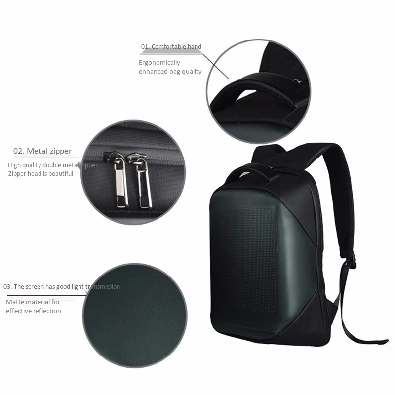 

New backpack advertising marketing backpack light multi functional computer LED display backpack WiFi version, Black