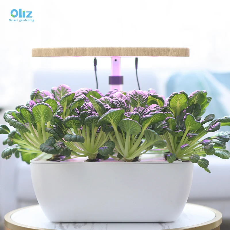 

Oliz Z206 WIFI Smart garden home indoor fiberglass vegetable planters box artificial plant plastic self watering flower pot, White&black
