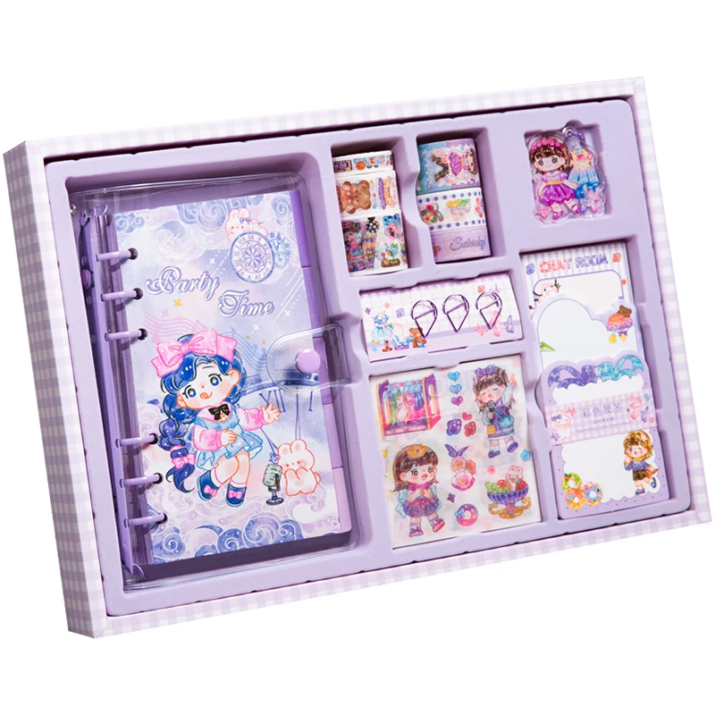 

Wholesale Cute Stationery Set Loose Leaf Diary Journals Gift Box Kids Back to School Supplies