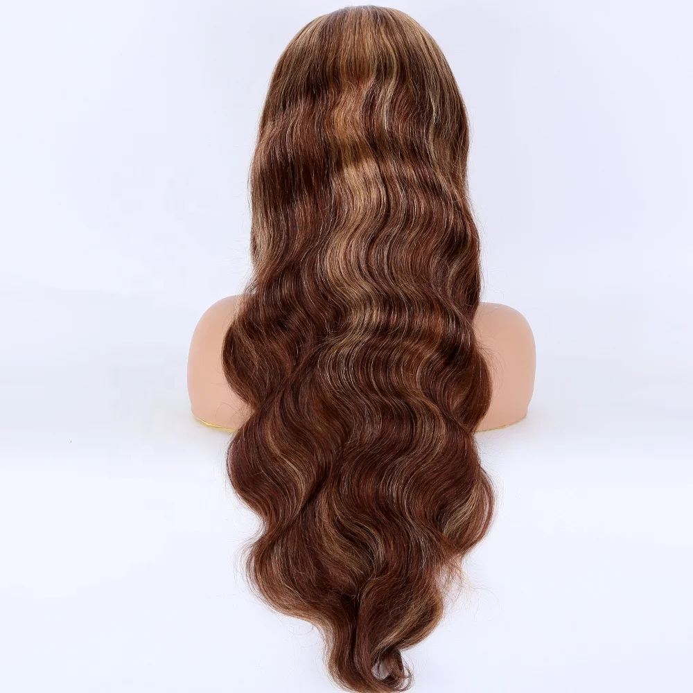 

Hot Selling Brazilian Remy Human Hair 12 inch to 32 inch Giselle Highlight Color Body Wave Lace Front Wigs Transparent Lace Wig