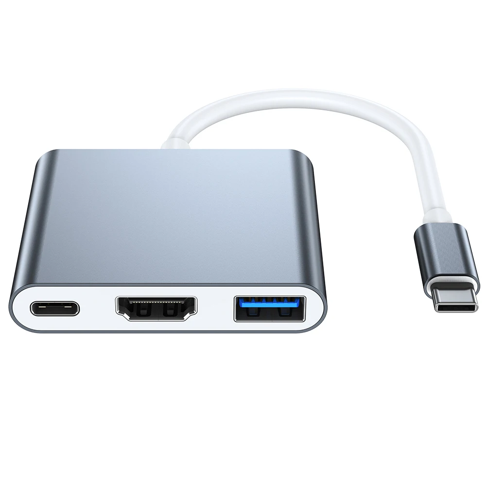 

Factory Wholesale USB C to Multiport Adapter Type C USB 3.0 HDTV 4K Video Converter USB 3.0 hub Port PD Quick Charging Port