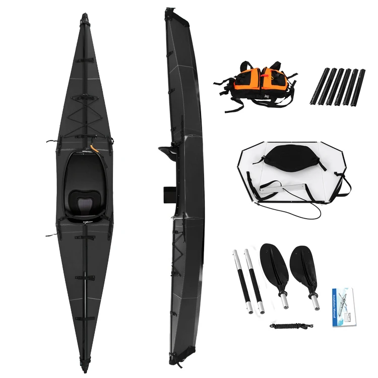 

2021 Factory New Terravent Foldable kayak 13ft Sit in Singal Fold folding Fishing Canoe Kayak with Paddl For Sale