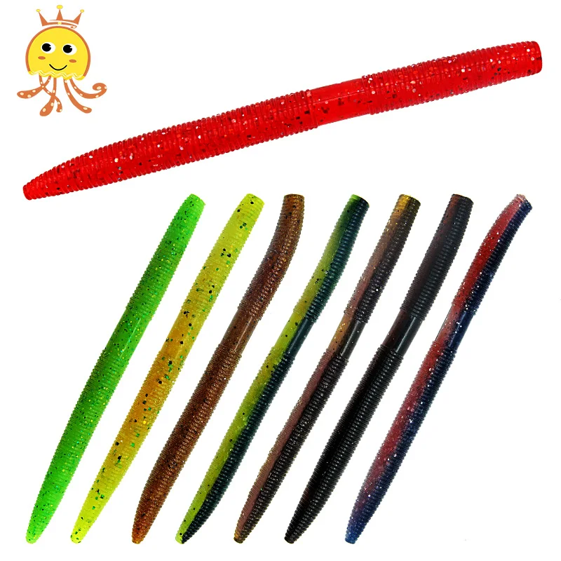 

China Soft Plastic Fishing Lure 14cm  Silicone Baits Soft Maggot Grub Worm Lures Winter Fishing, Multiple colour