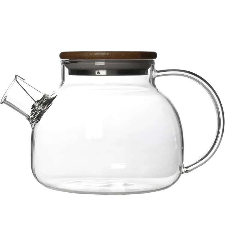 

1 l High Borosilicate Glass Tea Pot Heat Resistant Clear Glass Teapot With Bamboo Lid