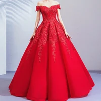 

OEM Wholesale Ladies Formal Off-shoulder Bridal Red Ball Gown Wedding Dress