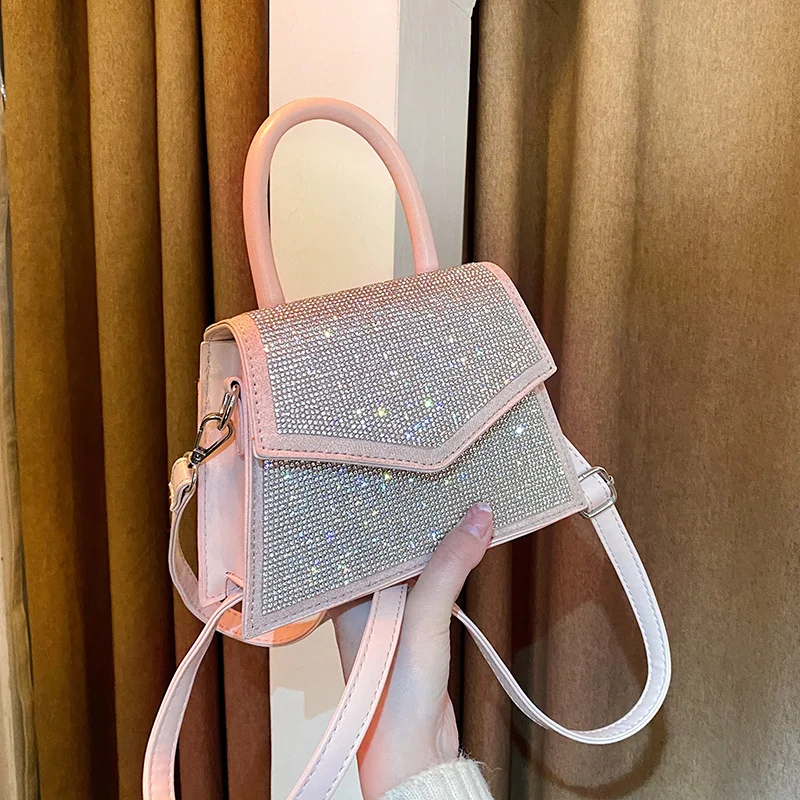 

New trend 2021 diamond small square bag luxury handbags for woman hand bags ladies handbags, 4 colors