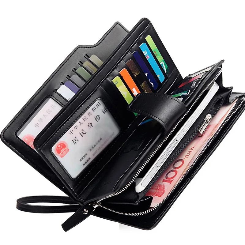 

High Quality Card Holder Multi Function Man Leather Long Casual Wallets