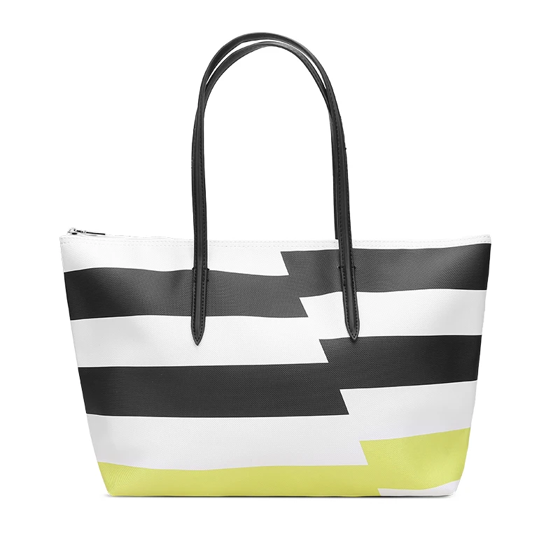 

Customized wholesale striped printing fashion beach bag PU and leather women waterproof handbags, Customized color