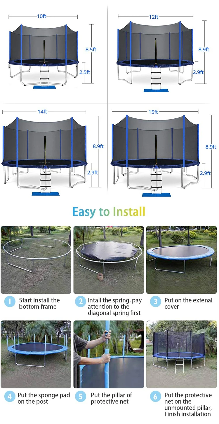 Trampolines 6ft 8ft 10ft 12ft 14ft 16ft Manufacturers Indoor Trampoline