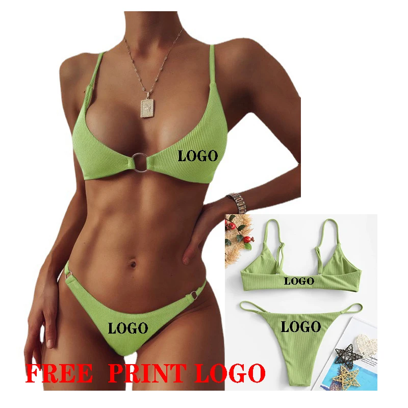 

15 Colors sexy girl Two Piece Solid Color bikini Front Tied swimwear models