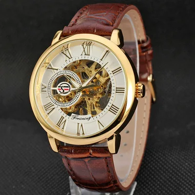 

Amazon hotsale fashion custom logo leather strap band mechanical hollow fashion casual men luxury watch, As pic