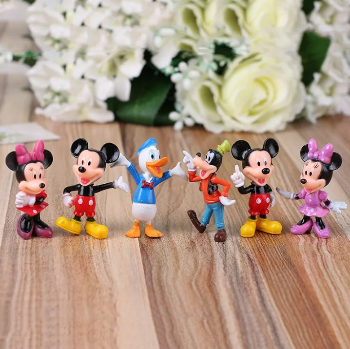 

Free Shipping 6pcs/set Mickey Daisy Birthday Party Cake Decoration PVC Action Figures Toy, Colorful