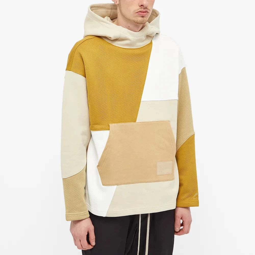 

100% Polyester Mesh Details Fixed Hood Hoodies With Pouch Pocket