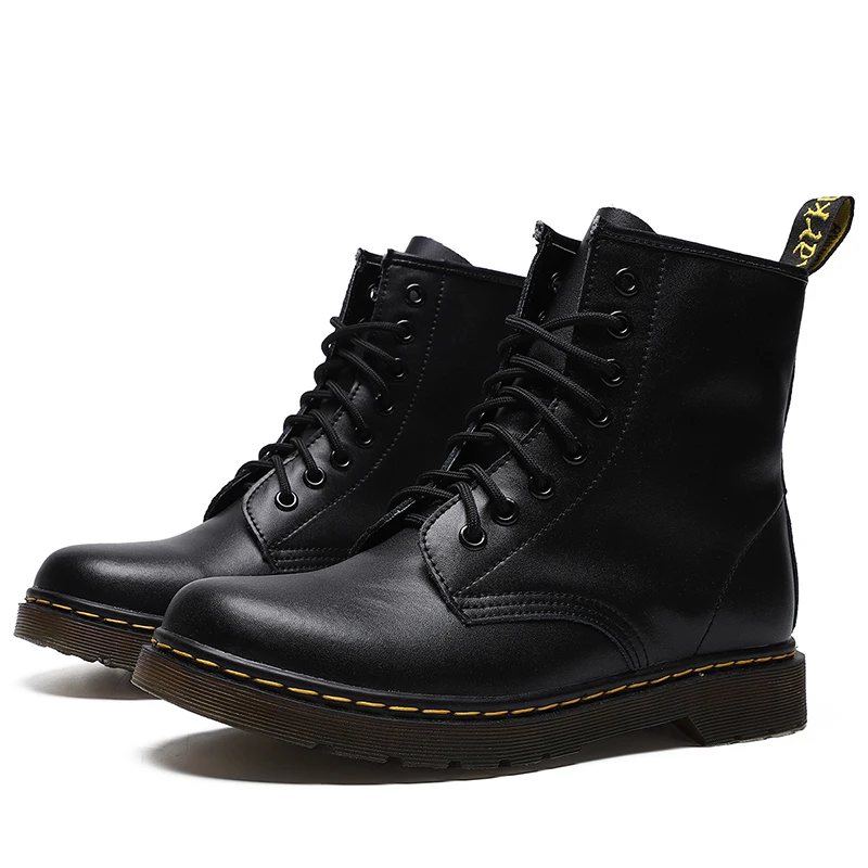 

Hot Selling Wholesale Flat Large Size Casual Genuine Leather Shoes Martin Boots For Men, Black