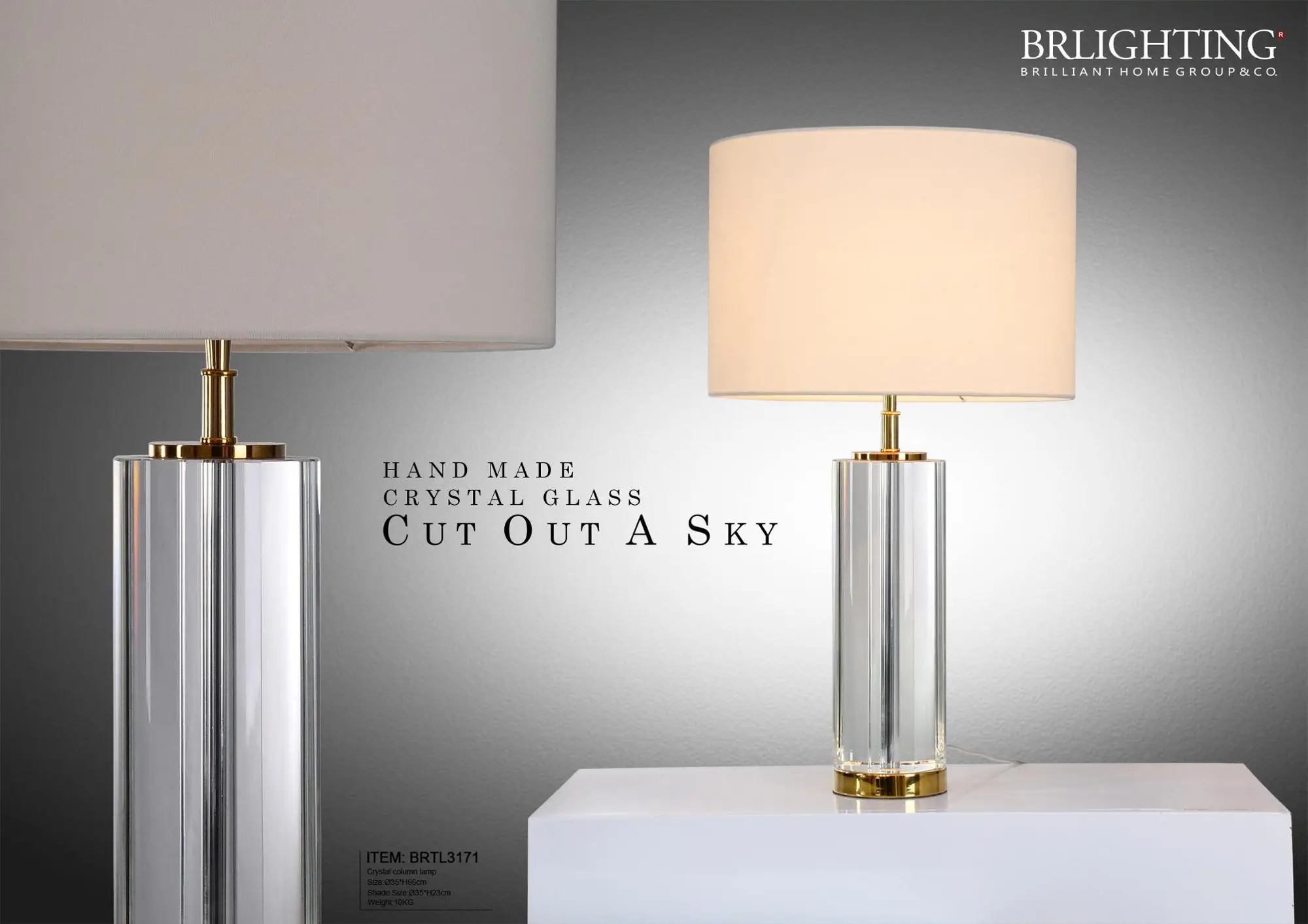 Newest High End Design Gold Metal Crystal Column Table Lamp For Restaurant Villa Home Bedroom