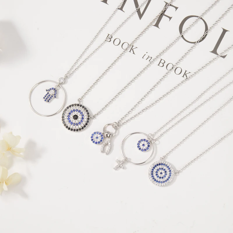 

Wholesale New 925 sterling silver zircon Devil eye women's necklace jewelry
