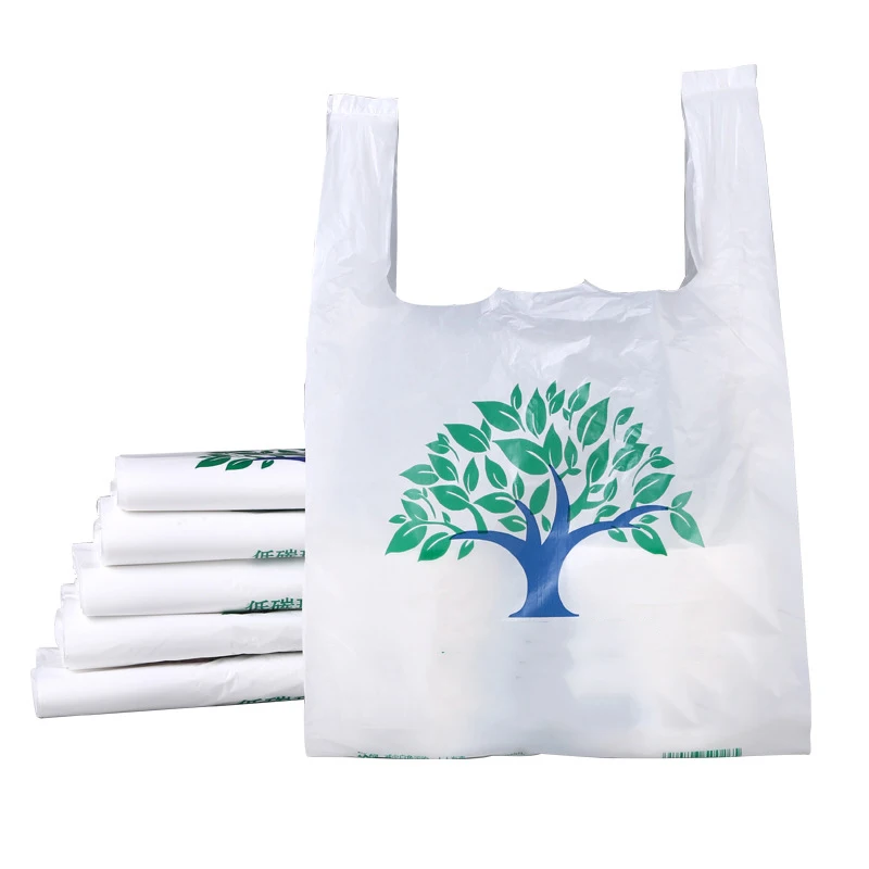 

Eco Friendly 100 % Biodegradable Grocery T Shirt Compostable Tshirt Bag for Shopping Non Plastic